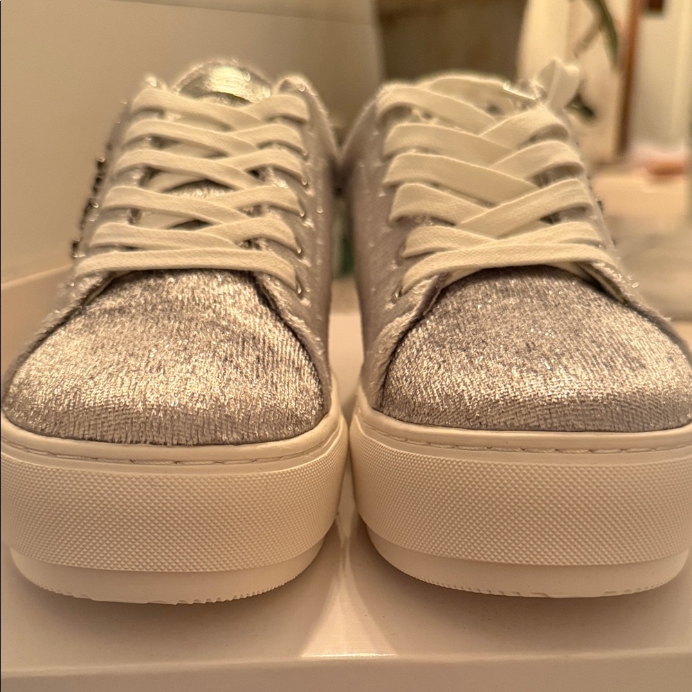 Kurt Geiger Women's Metallic Silver Sneakers - Picture 8 of 10